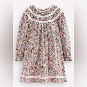 *New* Mini Boden Lace Trim Floral Long Sleeve Dress Girls Size 7-8